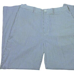 Daniel Cremieux Seersucker Pants 35x30 Blue White Stripe Preppy Summer Trousers